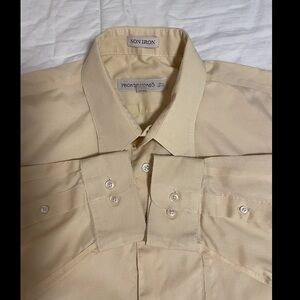 Pronto Uomo Dress Shirt 16.5 Butter Yellow Non-Iron Long Sleeve Classic Fit EUC